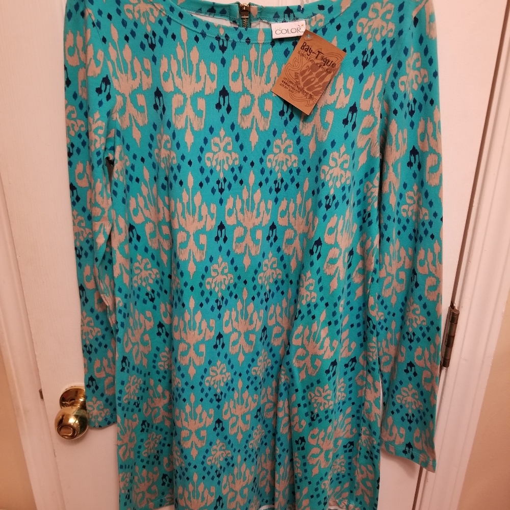 NWT All For Color Bay-Tique Womens Size Small Stella Zipper Swing Dress